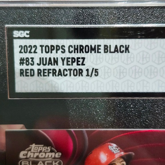 2022 Topps Chrome Black‎ Juan Yepez #83 Red Refractor 1/5 SGC 10 Rookie Card - Picture 10 of 11
